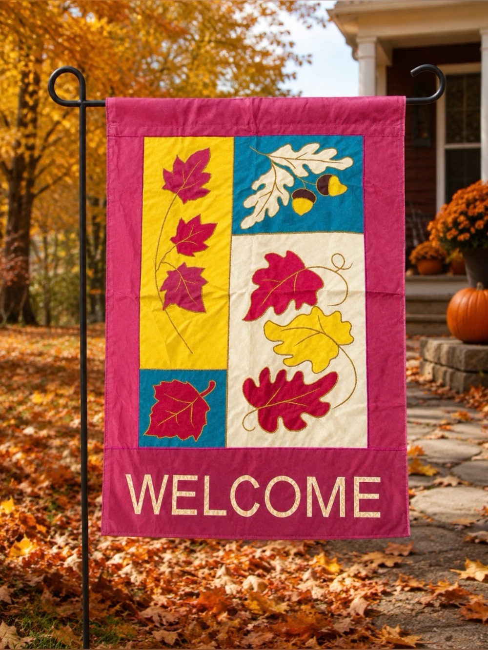 Welcome Jetmax Fall Themed Home Garden Flag Leaves 🍁 & Acorns 🍂 NWOT